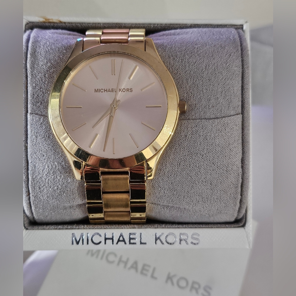 🛑SOLD🛑ichael Kors MK3493 Slim Runway Gold Tone Watch Dial Women - Picture 4 of 11